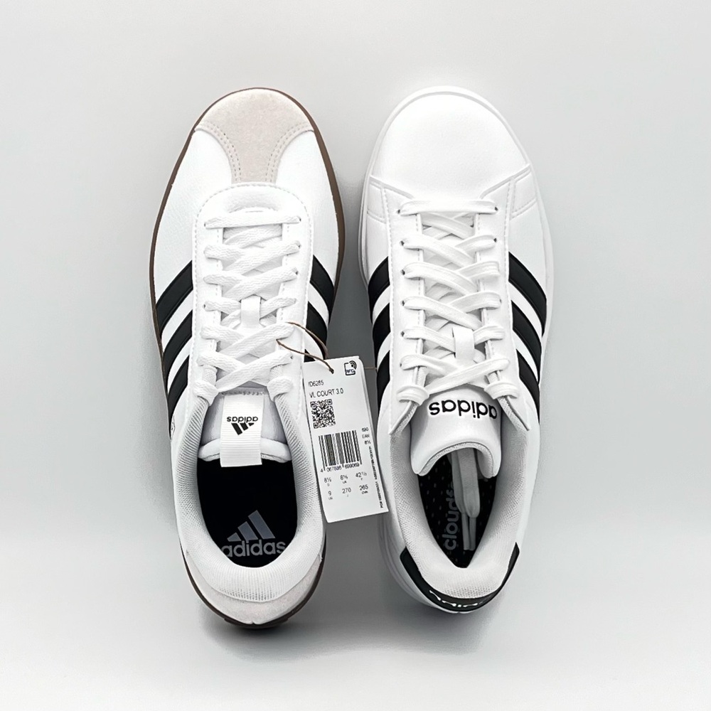 Mismatch Adidas Court Black and White Sneakers - Size 9